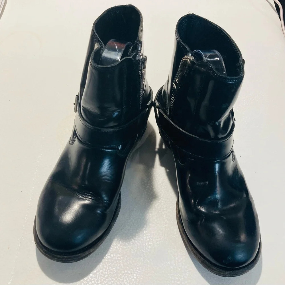 ALL SAINTS Sz 38 Jules  Chunky Biker Moto Style Zipper Closure Ankle Boots